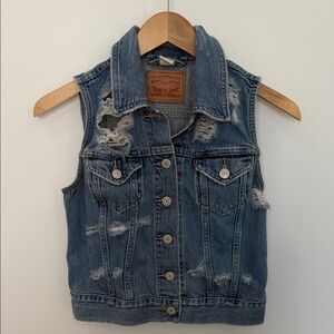 Levi’s Women’s Distressed Denim Vest – Blue – Size XS